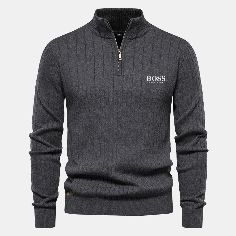 HB Zip Classic Knit Sweater Grey / S HB Zip Classic Knit Sweater