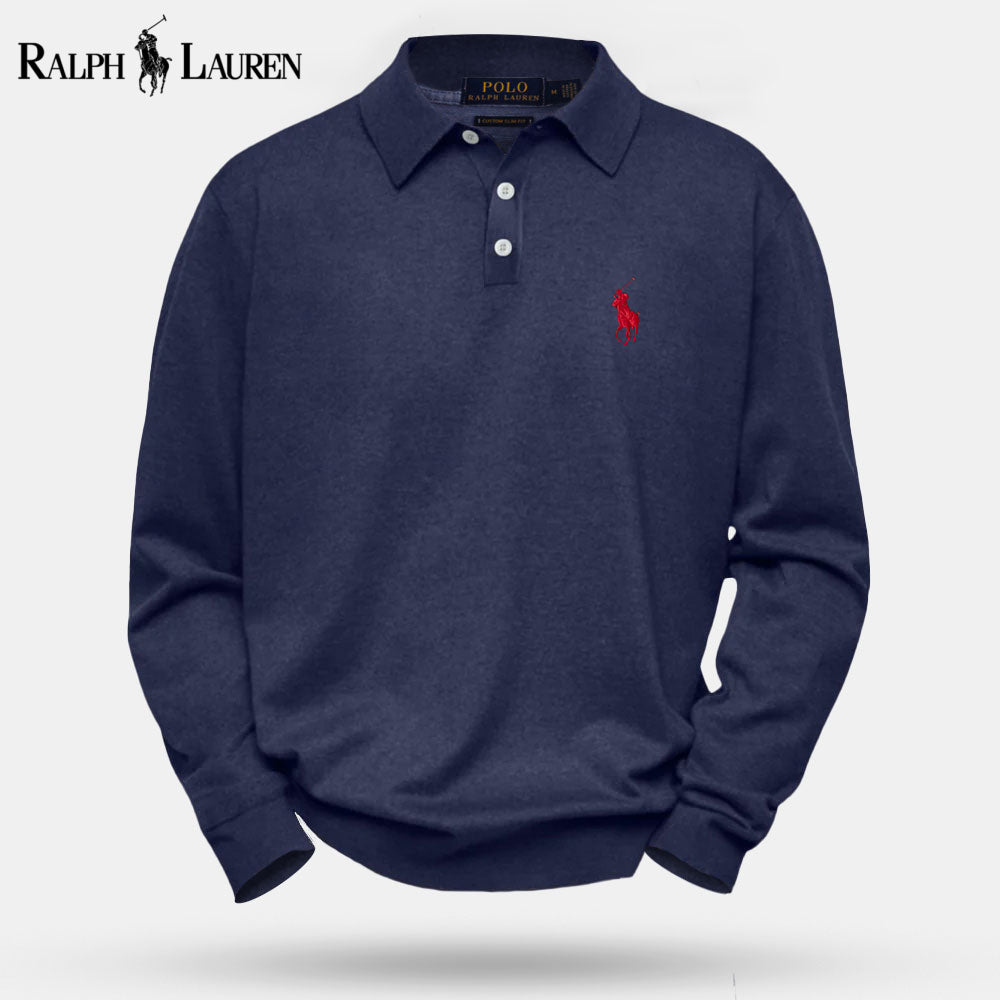 RL Cable-Knit Wool Knit Sweater Navy blue / S RL Cable-Knit Wool Knit Sweater
