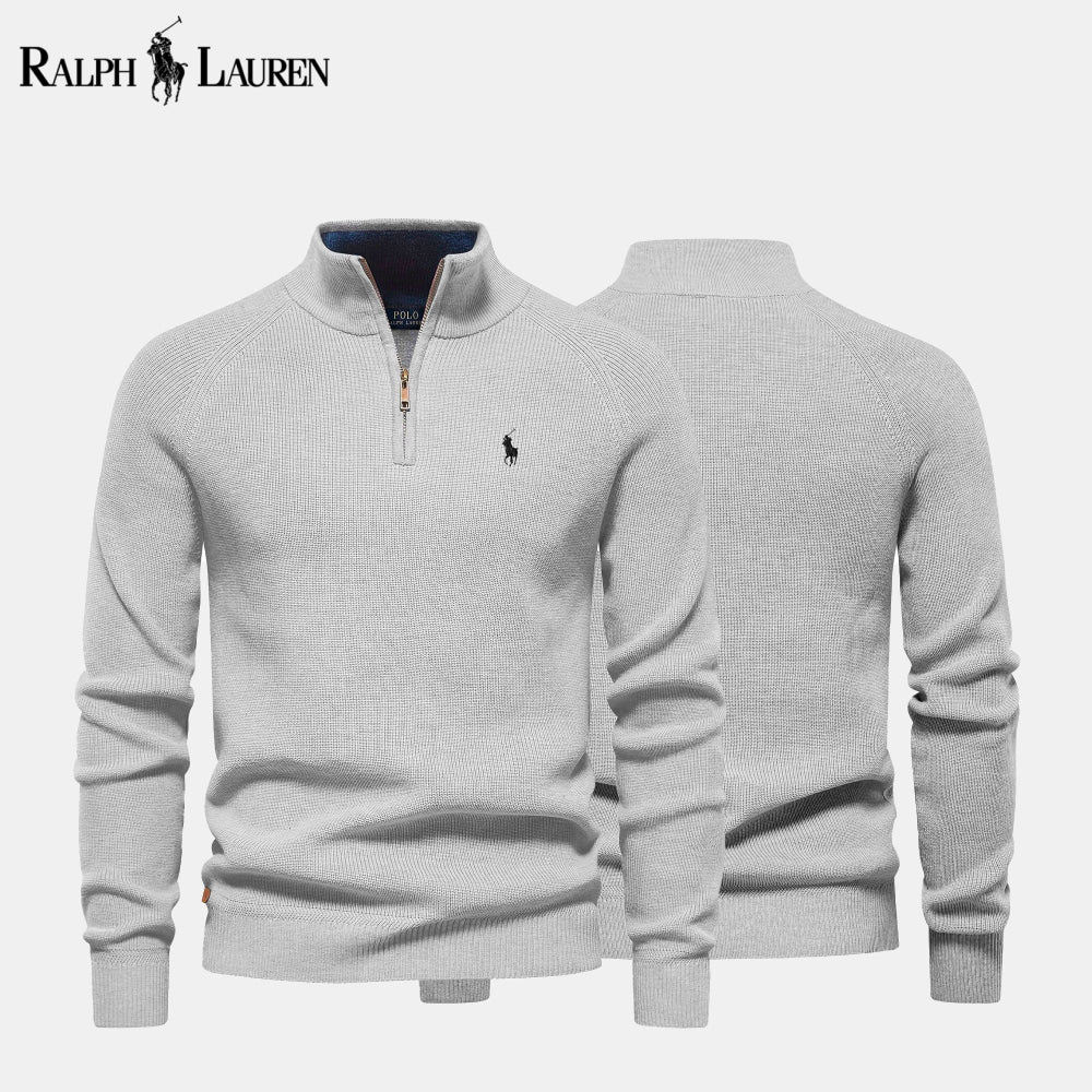 RL Zip Cable-Knit Wool Knit Sweater Gray / S RL Zip Cable-Knit Wool Knit Sweater