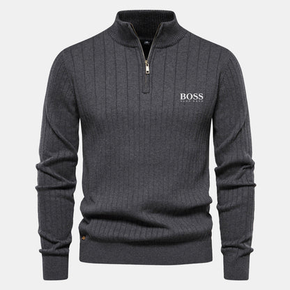 HB Zip Classic Knit Sweater Grey / S HB Zip Classic Knit Sweater