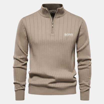 HB Zip Classic Knit Sweater Beige / S HB Zip Classic Knit Sweater