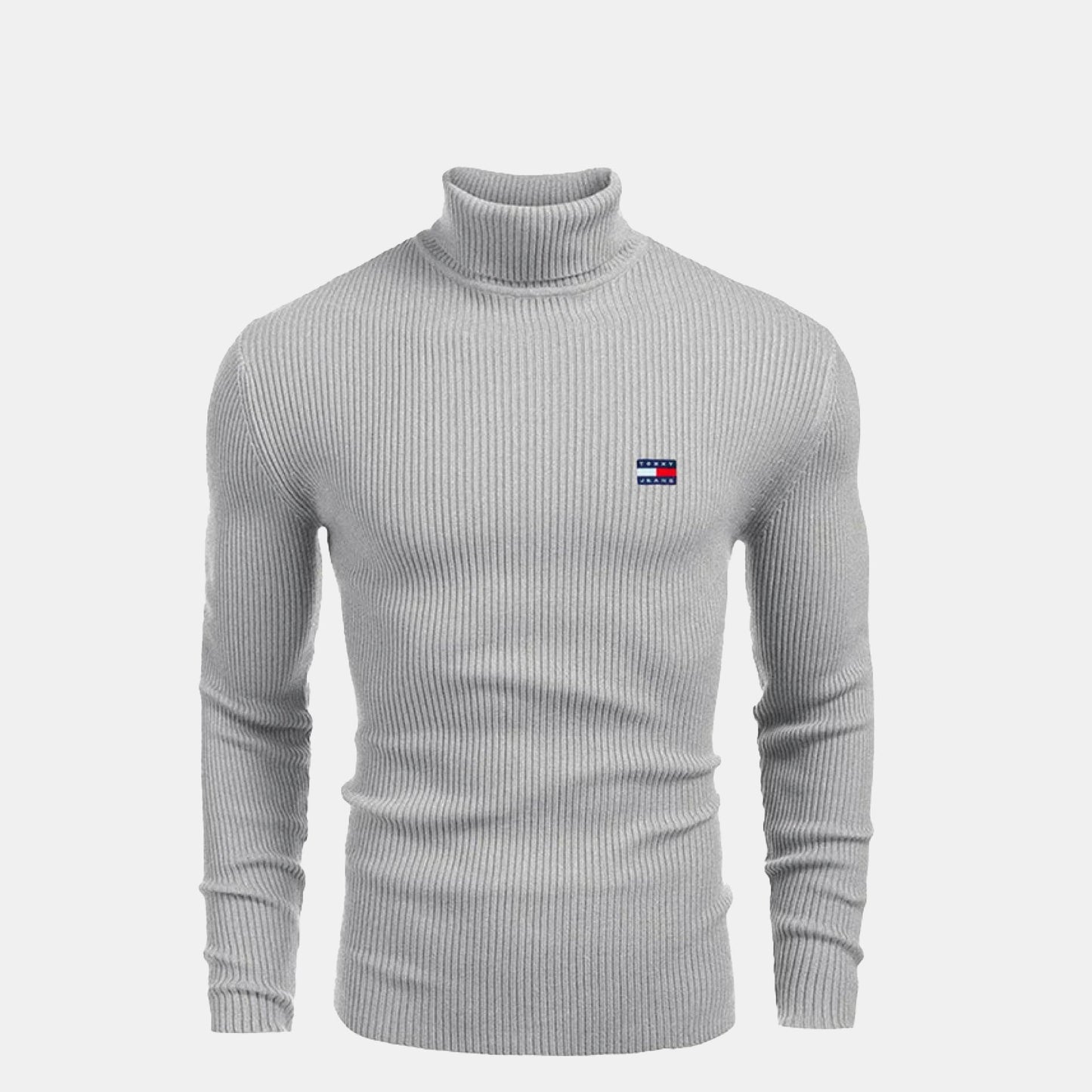 TH Turtleneck Cable-Knit Wool Sweater Grey / S TH Turtleneck Cable-Knit Wool Sweater