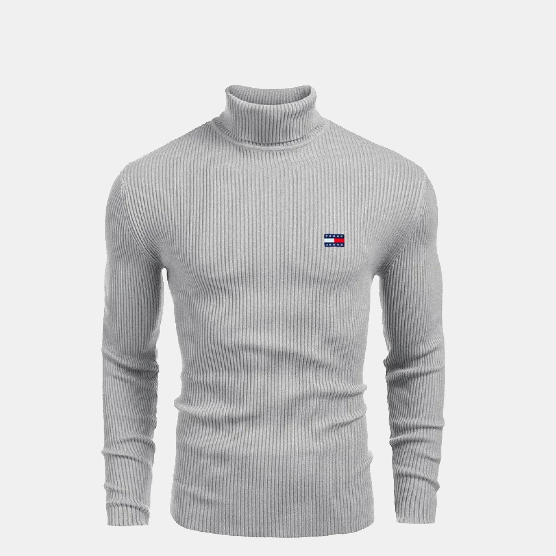 TH Turtleneck Cable-Knit Wool Sweater Grey / S TH Turtleneck Cable-Knit Wool Sweater