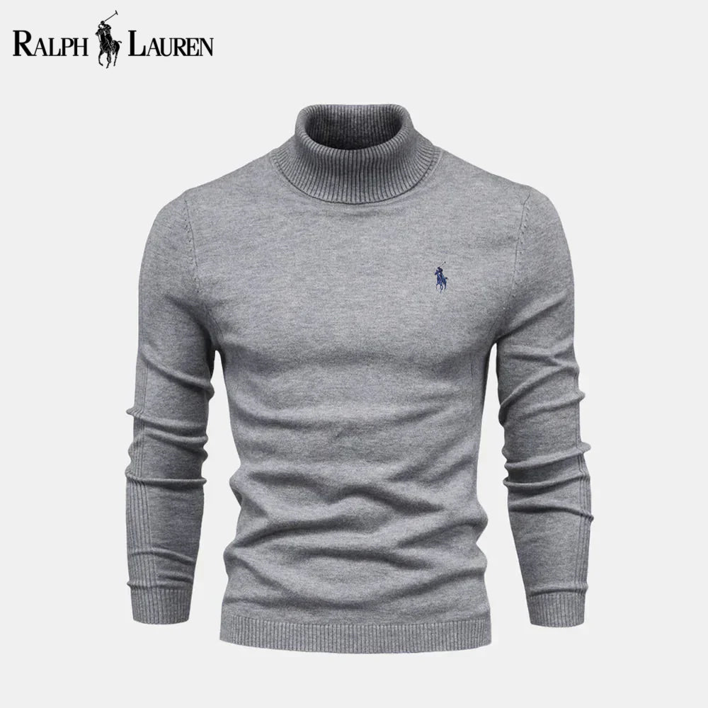 RL Turtleneck Cable-Knit Wool Knit Sweater Gray / S RL Turtleneck Cable-Knit Wool Knit Sweater