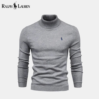 RL Turtleneck Cable-Knit Wool Knit Sweater Gray / S RL Turtleneck Cable-Knit Wool Knit Sweater