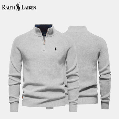 RL Zip Cable-Knit Wool Knit Sweater Gray / S RL Zip Cable-Knit Wool Knit Sweater